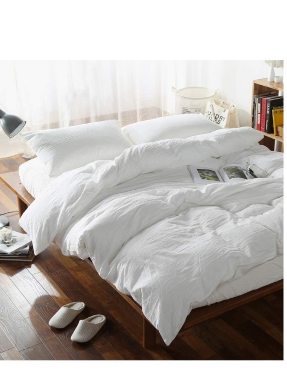 100% Washed Cotton Duvet Cover with Ties & Zipper for Weighted Blanket 48x72”